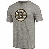 Men's Boston Bruins Distressed Team Primary Logo Tri Blend T-Shirt Gray FengYun,baseball caps,new era cap wholesale,wholesale hats
